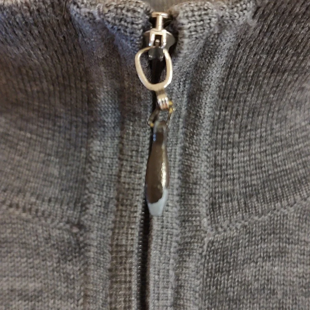 Fairway & Greene Mens 100% Wool Quarter Zip Windsweater Charcoal Heather Size M